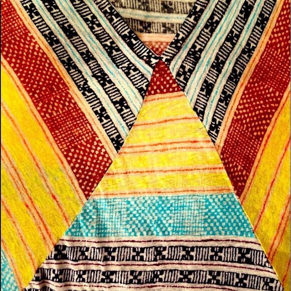 ⭐️PLENTY BY TRACY REESE⭐️100% LINEN V-NECK MULTICOLOR DESIGN TANK TOP SIZE: MED - Picture 5 of 10